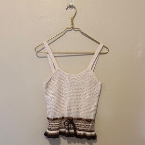 Chic Knit Tank Top in Cream and Brown